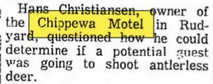 Chippewa Motel - Nov 1973 Article